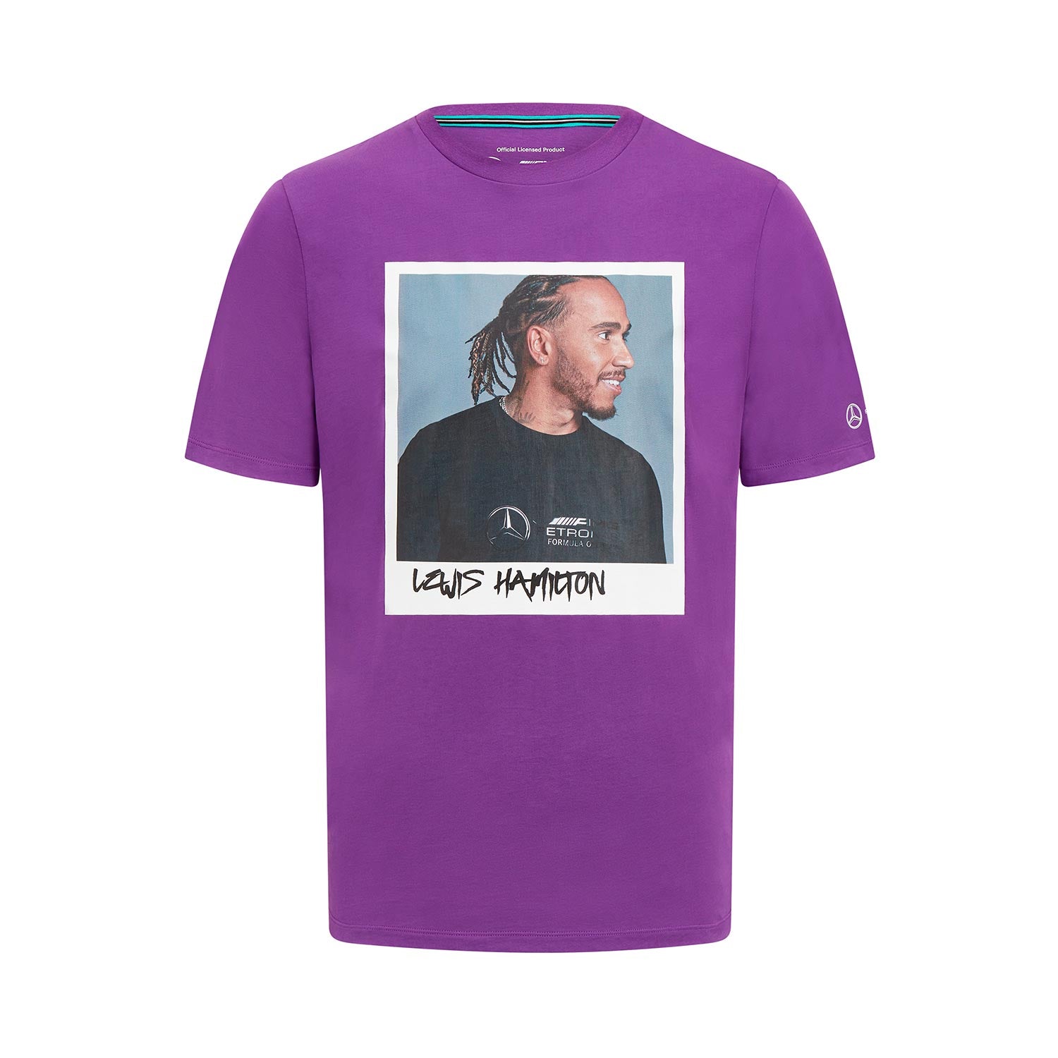 2023 Mercedes Germany AMG F1 Mens Lewis Hamilton Portrait T-shirt Purple